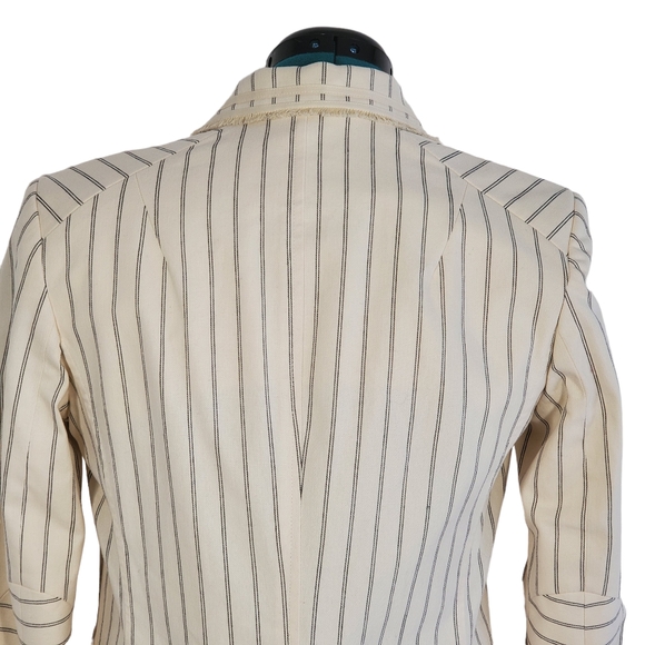 rag & bone Millie Striped Blazer Jacket Ivory Black Size 6 Office Size 6 - Picture 8 of 14